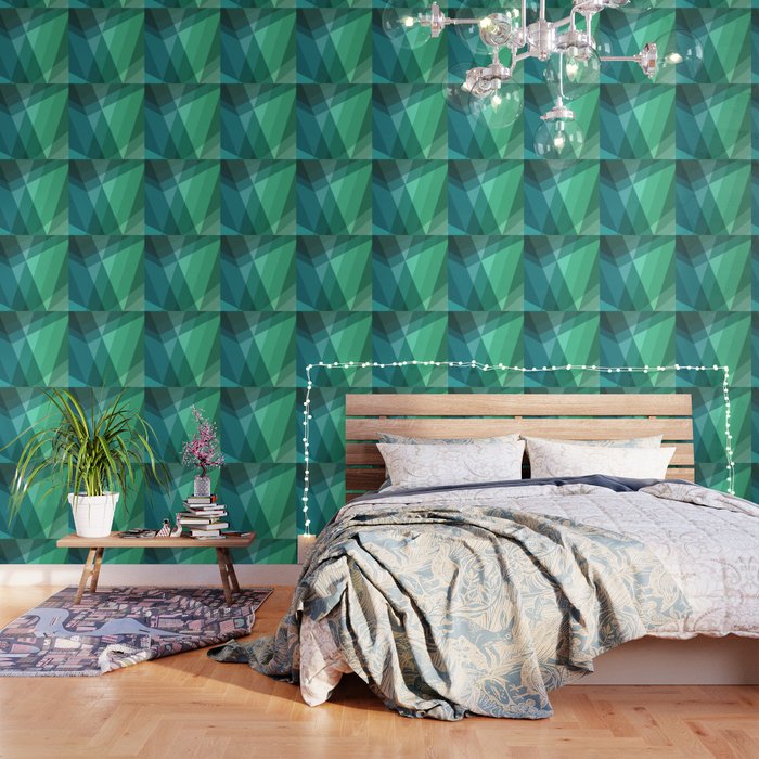 Fig 046 Mint Sea Green Blue Teal Geometric Wallpaper By