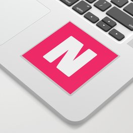 N (White & Dark Pink Letter) Sticker
