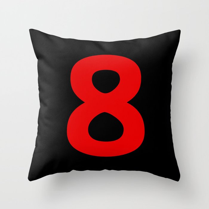 Number 8 (Red & Black) Throw Pillow