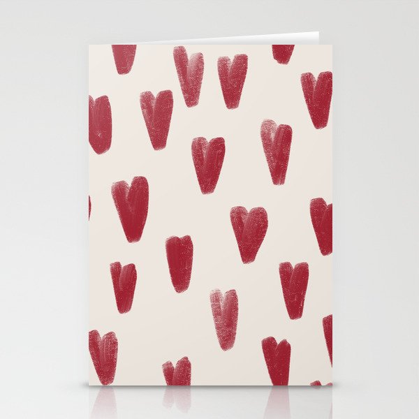Classy Red Hearts Valentine Pattern Stationery Cards