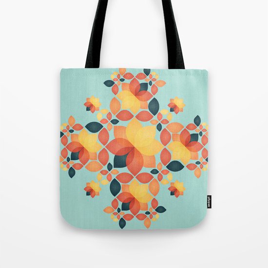 Orange Garden Pattern Tote Bag