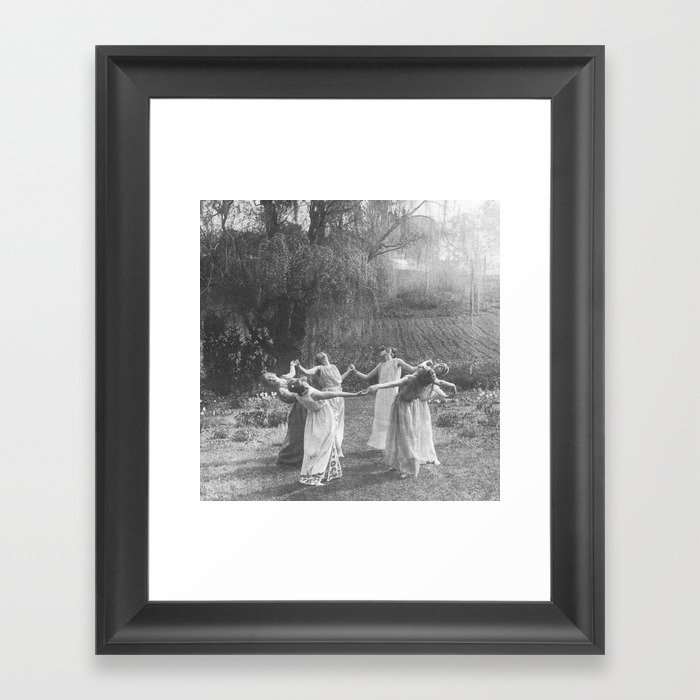 Circle Of Witches Vintage Women Dancing Black And White Framed Art Print