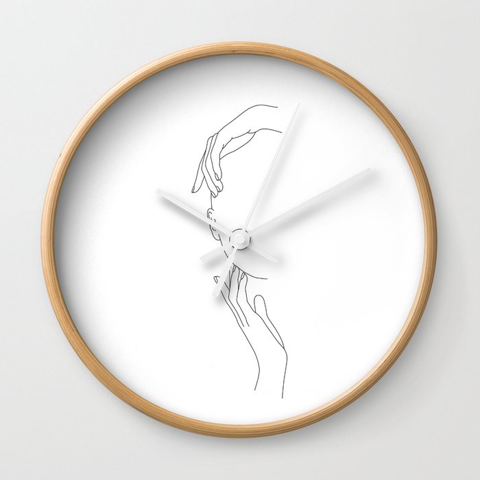 Minimalist Face Illustration - Monica Wall Clock