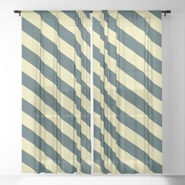 [ Thumbnail: Dark Slate Gray and Pale Goldenrod Colored Lines Pattern Sheer Curtain ]