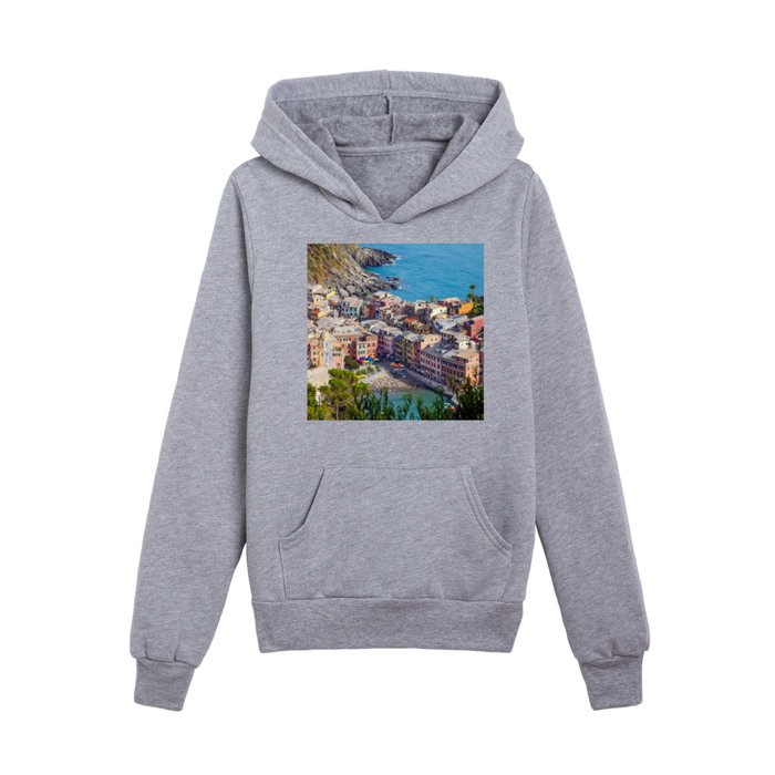 Vernazza, Cinque Terre, Italy, Ocean Coast Kids Pullover Hoodie