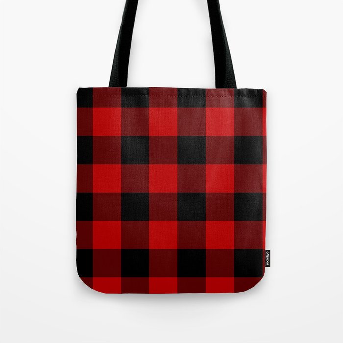Red And Black Buffalo Plaid Tote Bag By Suttonplacedesigns Society6 Red And Black Buffalo Plaid Tote Bag