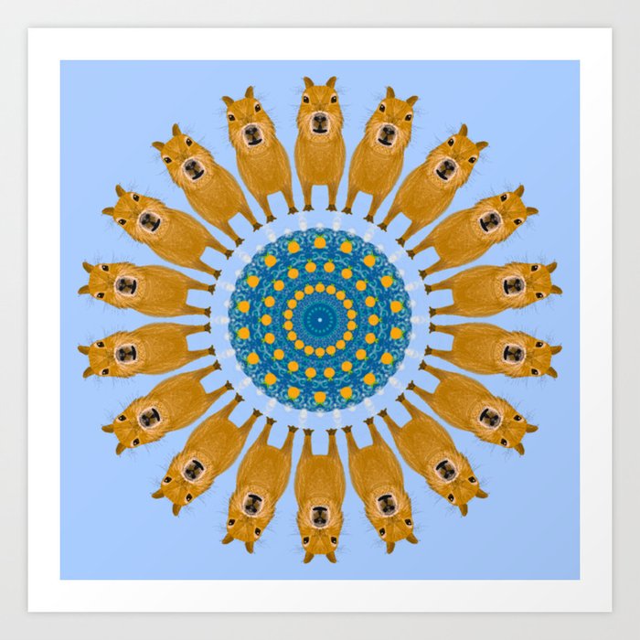 Capybara Onsen Mandala Design Art Print