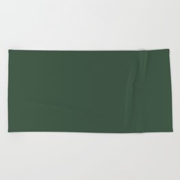 Dark Green Solid Color Pantone Greener Pastures 19-6311 TCX Shades of Green Hues Beach Towel