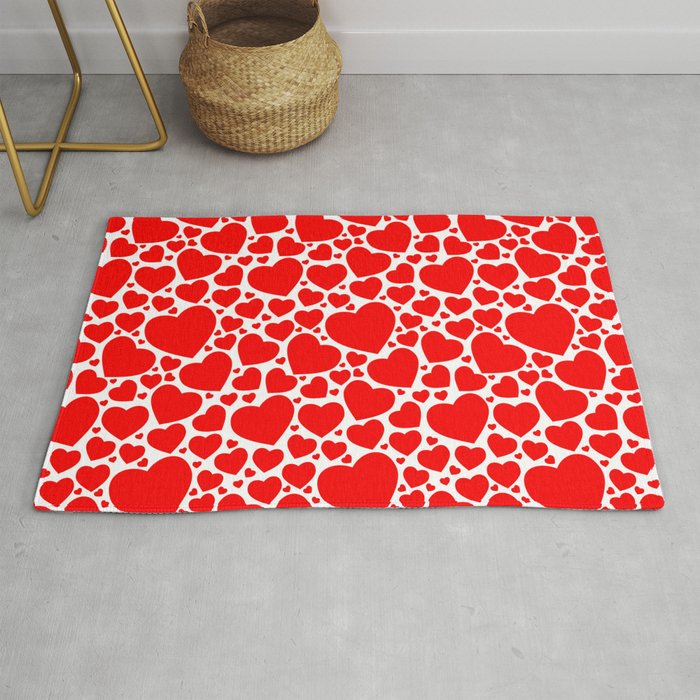 Red Hearts Pattern Rug