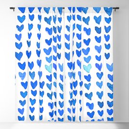 Brush stroke hearts - blue Blackout Curtain