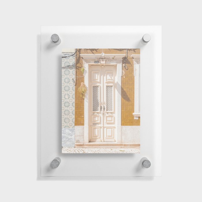 The White Front Door in Olhão | Travel Photography in Portugal in Color Art Print | Europe Street Architecture Floating Acrylic Print
