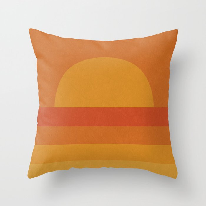 Retro Geometric Sunset Throw Pillow