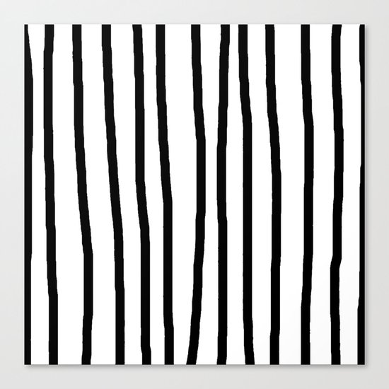 Simply Drawn Vertical Stripes in Midnight Black Canvas Print