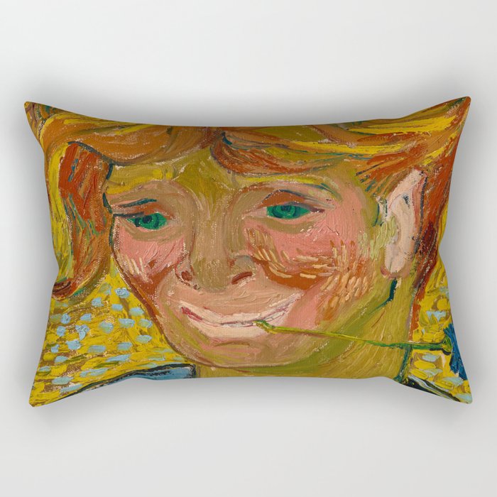 Young Man with Cornflower, 1890 by Vincent van Gogh Rectangular Pillow