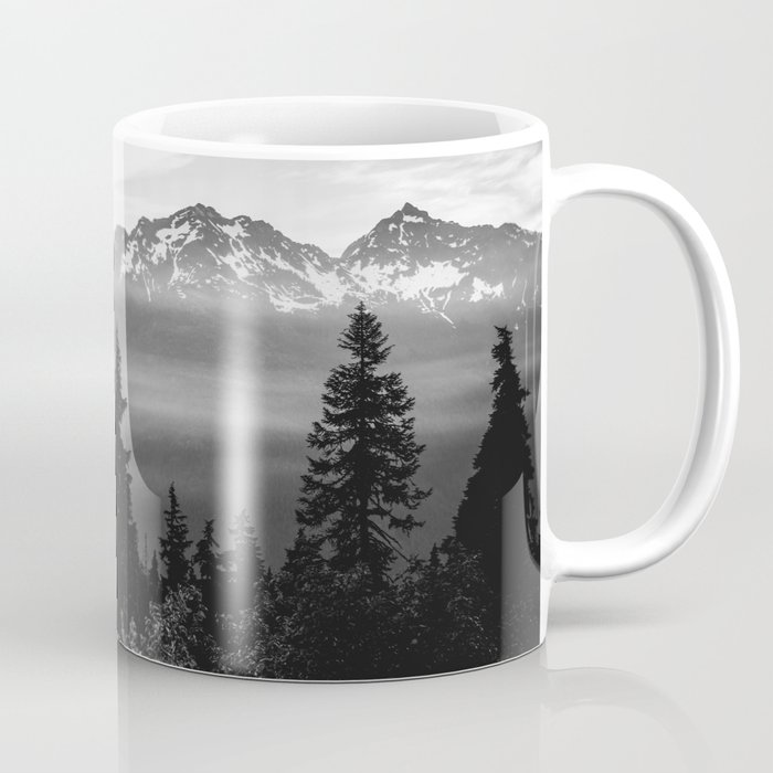 Morning in the Mountains Black and White Coffee Mug
