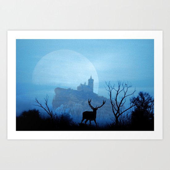 Stag moon Art Print