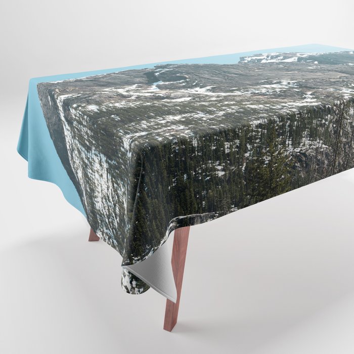 Winter Mountain Memories - Mountains and Trees Tablecloth