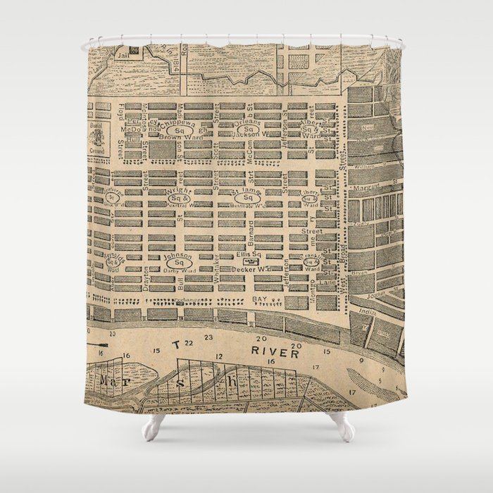 Vintage Map of Savannah Georgia (1818) Shower Curtain