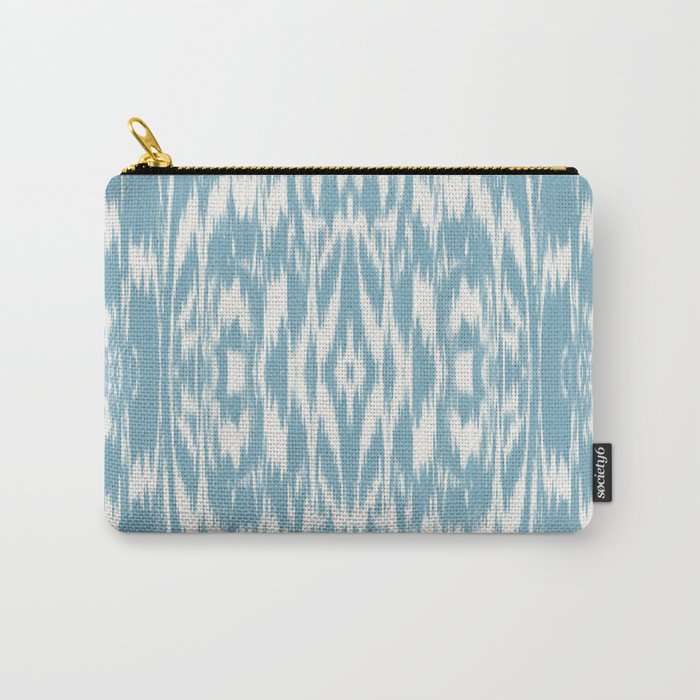 Ikat: Light Blue Ivory Carry-All Pouch
