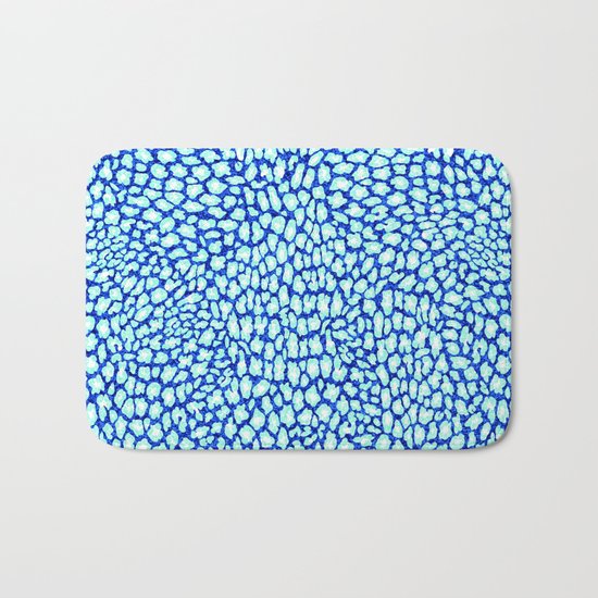 Blue Glitter Leopard Print Bath Mat