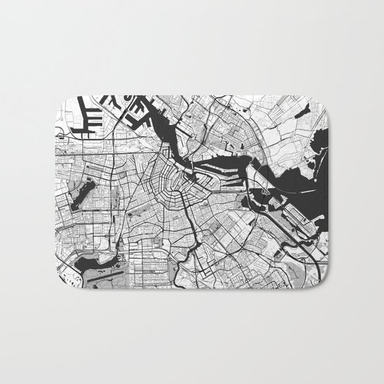 Amsterdam Map Gray Bath Mat