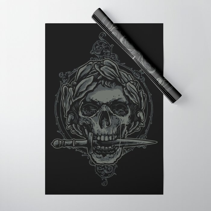 Caesar Skull With Knife Wrapping Paper