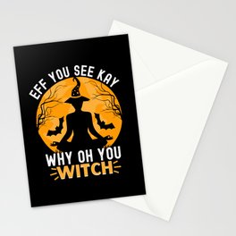 EFF You See Kay Why Oh You Halloween Witch Stationery Card