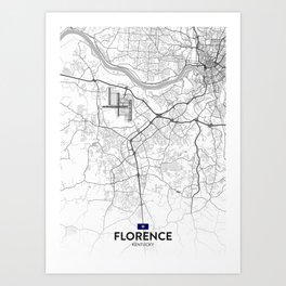 Florence, Kentucky, United States - Light City Map Art Print