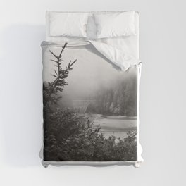 Coastal Fog | Black and White Photography | Minimalism in Oregon Duvet Cover