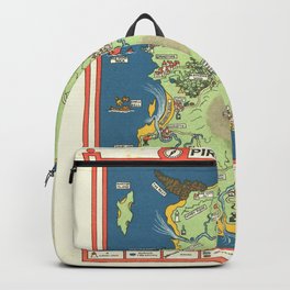 Vintage Map Print - 1924 fantasy pictorial map - Pirate Island Backpack