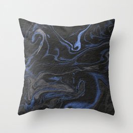 marble black and blue texture Throw Pillow