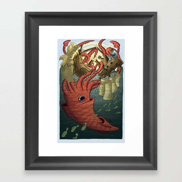 Kraken Attack Framed Art Print