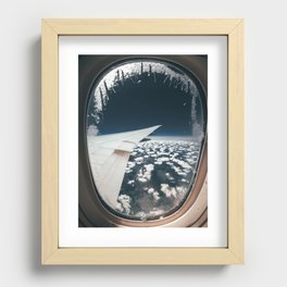 Airplane window and white clouds Recessed Framed Print