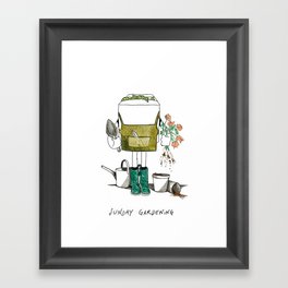 Sunday Gardening Little Cube Framed Art Print