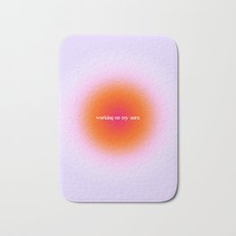 Working On My Aura, SZA Love Galore Bath Mat | Danish, Graphicdesign, Bright, Lilar, Psychic, Workingonmyaura, Orange, Bohemian, Lovegalore, Wellness 