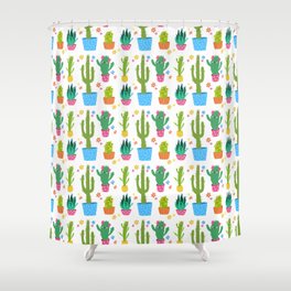 Seamless funny cactus pattern Shower Curtain
