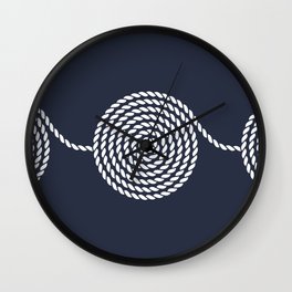Yacht style. Rope spirals. Navy blue. Wall Clock