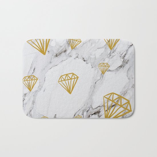 Gold diamonds on marble Bath Mat