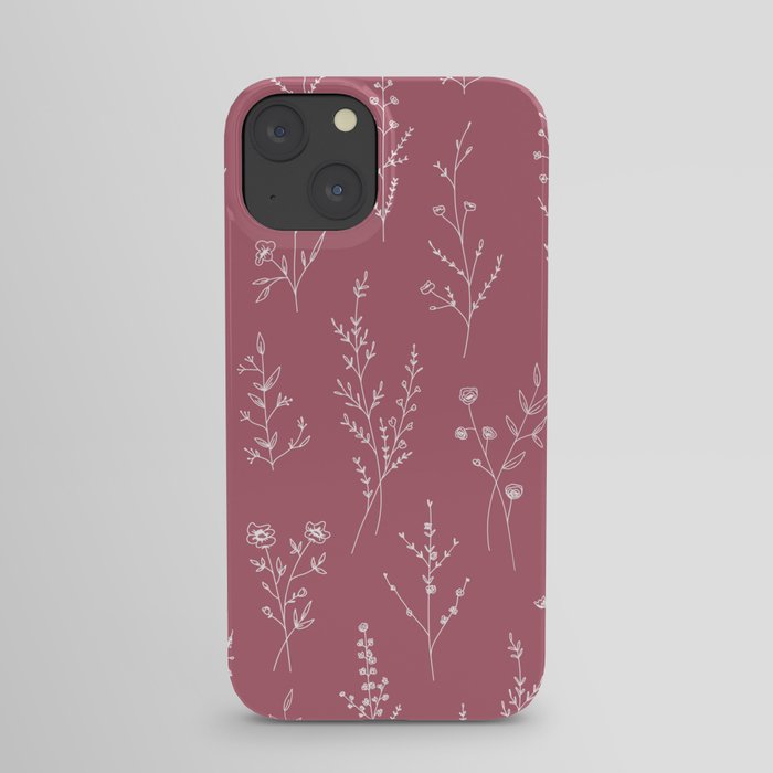 New Wildflowers Dusty Pink White iPhone Case