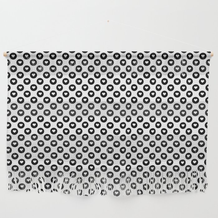 Black and White Valentines Heart Spots Wall Hanging