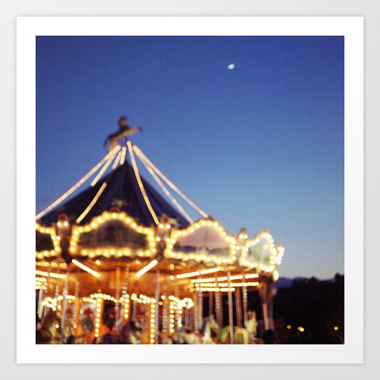 Crescent Moon Over Paris Art Print