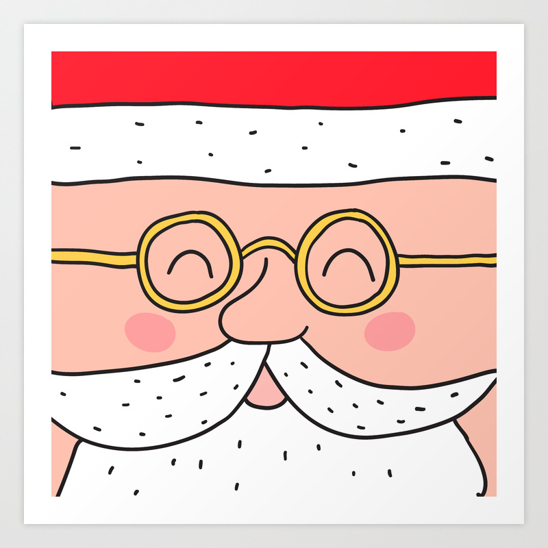 Happy Santa Claus Face Merry Christmas And Happy New Year Art