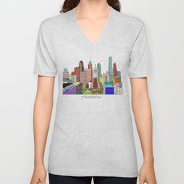 Philadelphia city sklyine V Neck T Shirt