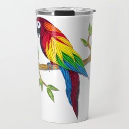 A Colorful parrot from Nature in Quilling Paper Design Travel Mug