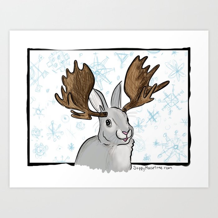 Winter MooseBunny Art Print