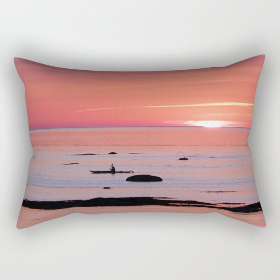 Kayaker and Bird at Last Light Rectangular Pillow