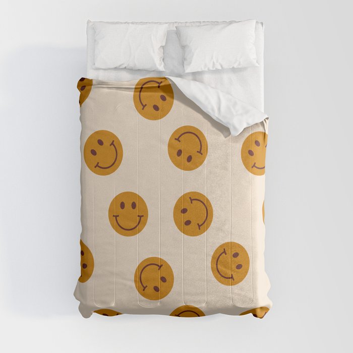 70s Retro Smiley Face Pattern Comforter