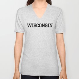 Wisconsin - Black V Neck T Shirt