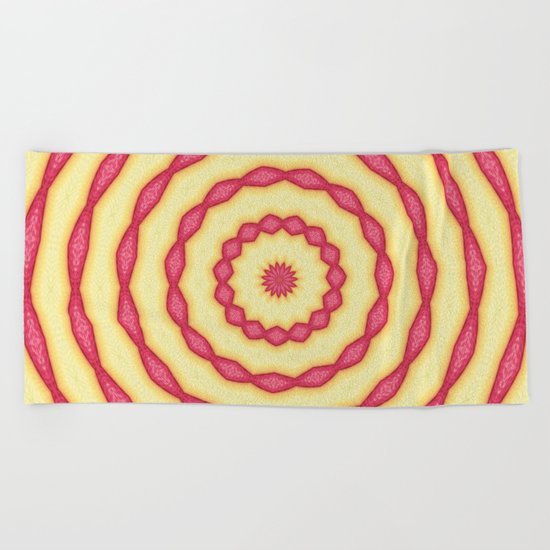 YELLOW AND PINK CIRCLES - MANDALA Beach Towel