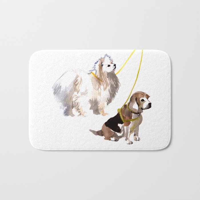 watercolor dog vol4 eskimo and beagle Bath Mat